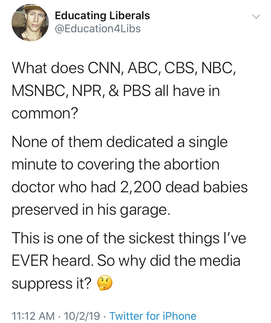 Dylan Wheeler on Instagram: “It’s because killing the unborn is a huge financial bonanza. The bought-&-paid-for media doesn't want us to know how invested they are in…”
