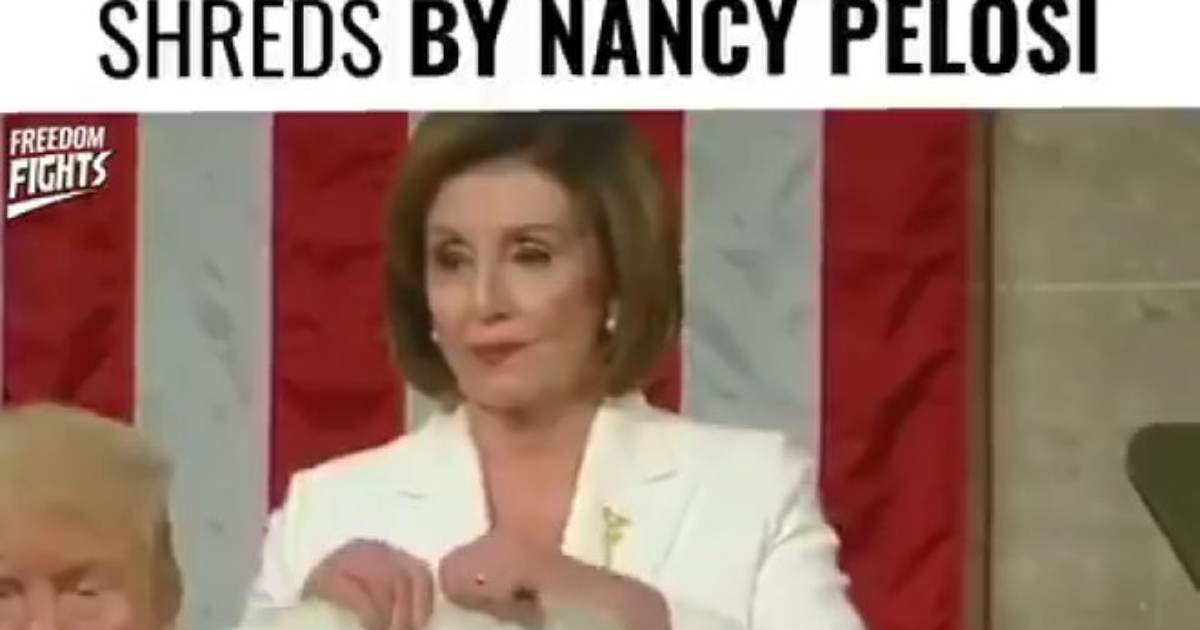 Pelosi Demands Facebook and Twitter Take Down Video Meme Tweeted by Trump of Her Tearing Up State of the Union Speech