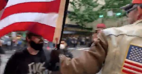 Man Wearing "F Trump" Shirt Sucker Punches Man Holding American Flag in Portland | News Thud