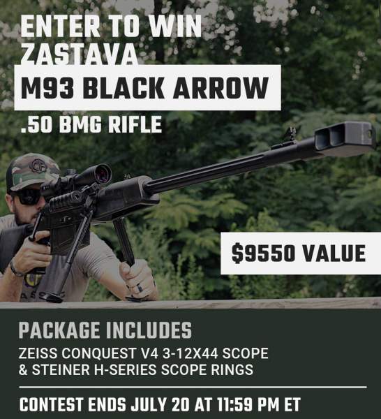 Contest - Win A Zastava M93 Black Arrow .50 BMG Rifle w/ Zeiss 3-12x44 Scope