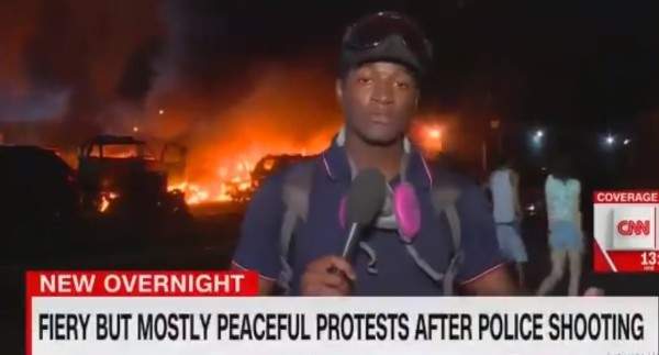 CNN mocked for 'mostly peaceful' graphic in front of fire