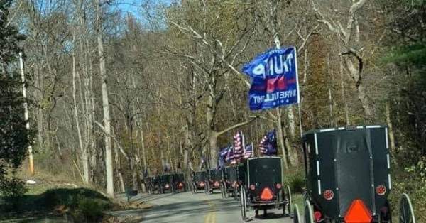 Video of Amish Horse and Buggy President Trump Train Goes Viral on Election Day