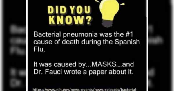 Did You Know Bacterial Pneumonia Was The #1 Killer During the Spanish Flu....And Dr. Fauci Wrote The Leading Scientific Study About It?