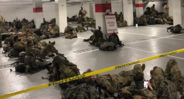 "This is How Joe Biden's America Treats Soldiers" - 5,000 Soldiers Moved to Cold Parking Garage with One Bathroom After Protecting Biden Inauguration (PHOTOS)