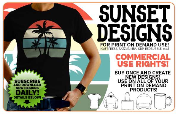 AllSunsets.com – Retro Vintage Sunset Graphics for Print on Demand