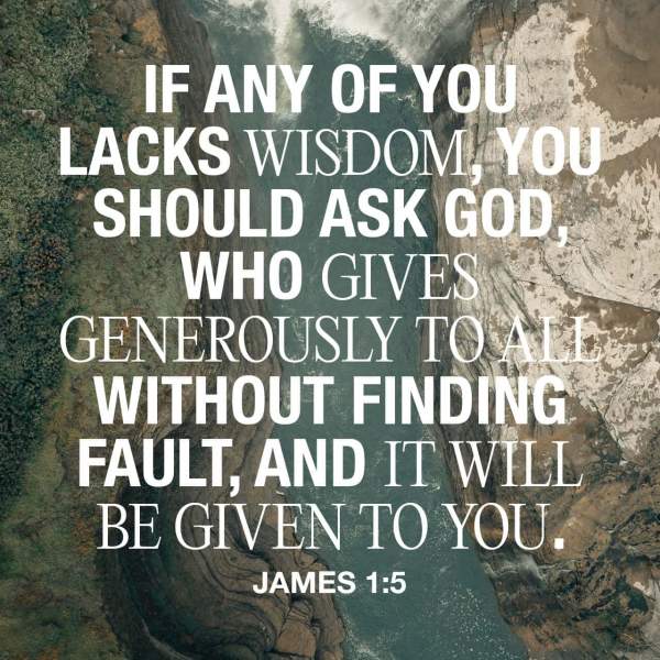 James 1:5 But if any of you lacks wisdom, let him ask of God, who gives to all generously and without reproach, and it will be given to him. | New American Standard Bible - NASB 1995 (NASB1995) | Download The Bible App Now