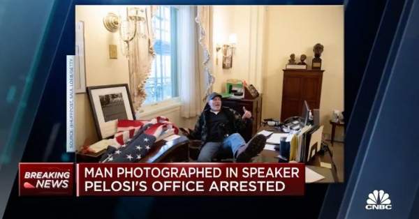 JUST IN: Man Photographed with His Feet on Speaker Pelosi's Desk Arrested