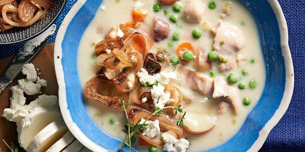 Creamy healthy chicken soup with potatoes