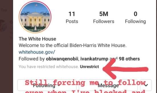 Instagram Is Forcing Users to Follow Biden White House Account So That It’s Not So Pathetic Even When Users Repeatedly Un-Follow the Page ⋆ 10ztalk viral news aggregator