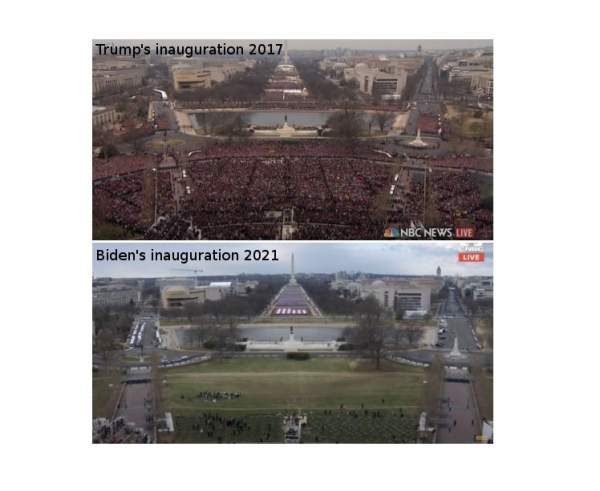 It's Clear Based on a Comparison Between President Trump's 2017 Inauguration and Biden's Inauguration that Biden Has No Support and Election Is Suspect