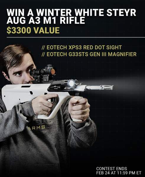 Contest - Win A Winter White Steyr AUG A3 M1 Rifle w/ EOTech XPS3 Red Dot Sight