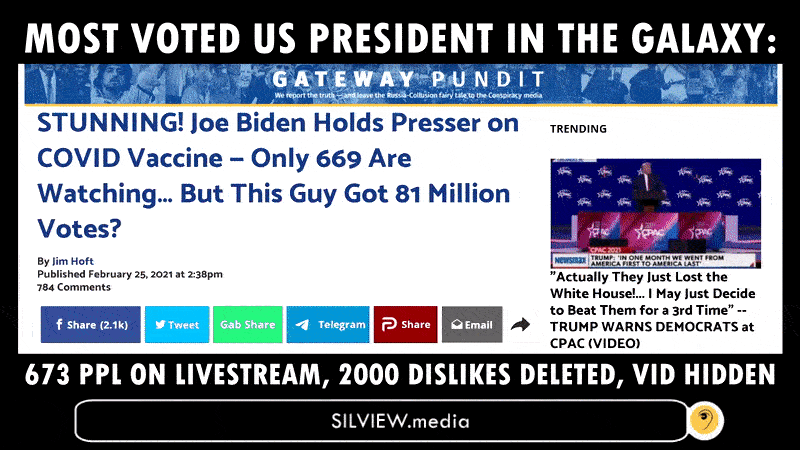 Most voted US President: 673 people on livestream, 2000 dislikes deleted, video hidden in shame. Again – SILVIEW.media