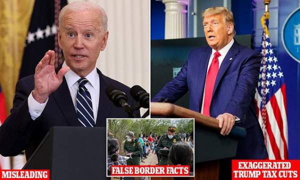 Joe Biden skews figures on US-Mexico border and Donald Trump tax cuts in first press conference | Daily Mail Online