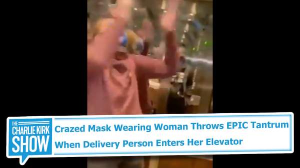 Crazed Mask Wearing Woman Throws EPIC Tantrum When Delivery Person Enters Her Elevator