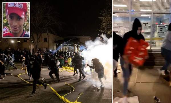 Police fire tear gas at protesters as officer fatally shoots man 10 miles from George Floyd killing | Daily Mail Online