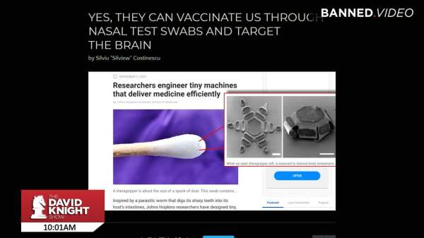 David Knight segment on our revelations about test swabs delivering nanotech (Censored by YouTube)