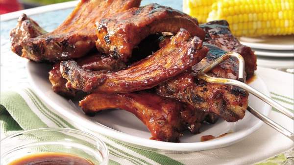 Grilled Ribs with Cherry Cola Barbecue Sauce Recipe