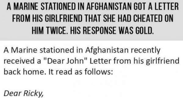 Marine Gets Dumped By Girlfriend While In Afghanistan, His Response Is PURE GOLD...