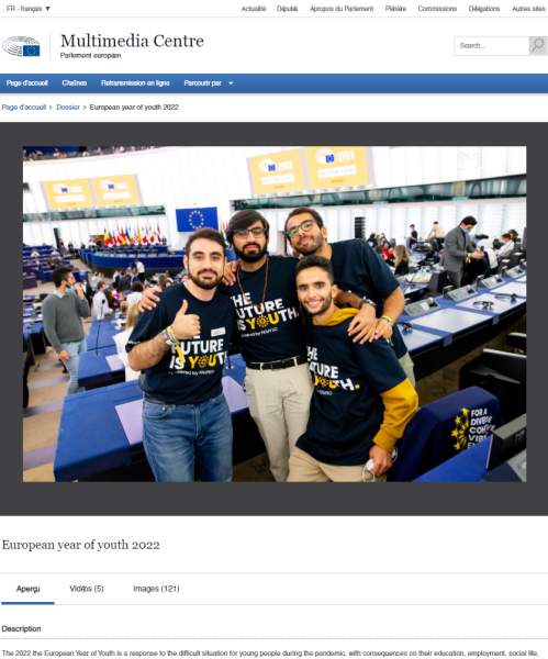 The European Parliament promotes its multimedia dossier on the European Year of Youth 2022 with a photo of members of FEMYSO, an Islamist NGO close to the Muslim Brotherhood – Allah's Willing Executioners