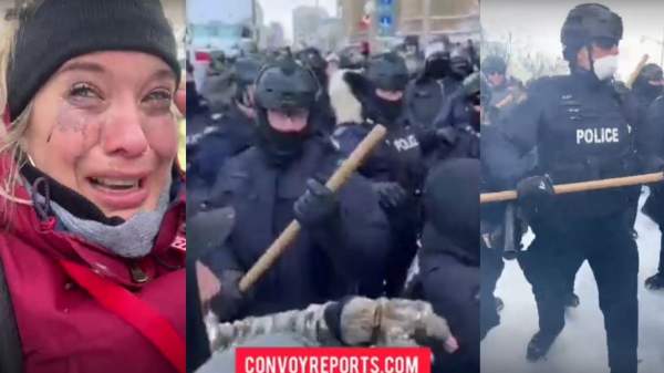 BREAKING: Canadian Protests Continue - Police Assault Rebel News Reporter "Purposefully" Clubbed in The Head with Batons and Shot Point-Blank in Leg with Gas Canister - (VIDEO)