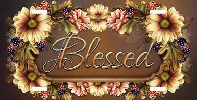 Blessed Fall Flowers License Plate