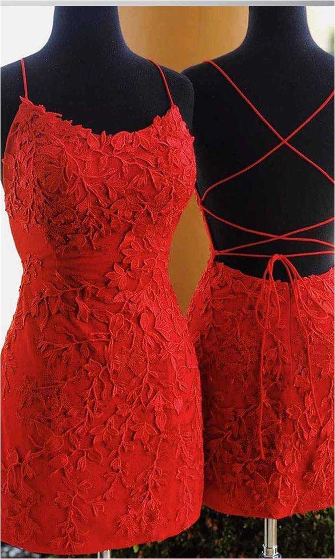 string short red cocktail prom dresses