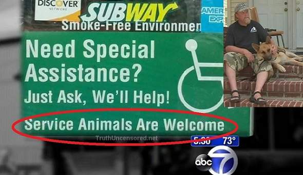 OUTRAGEOUS: Muslim SUBWAY Manager Kicks Out Disabled Veteran With Service Dog...