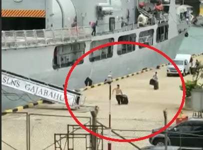 Footage Shows Sri Lankan President Rajapakse Fleeing Country on a Ship with a Suitcase Full of Belongings -- After He Declares Country Bankrupt
