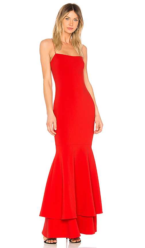 red spagghetti mermaid prom dress