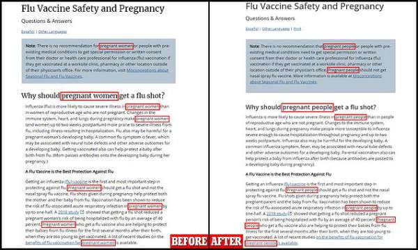 Fury as CDC quietly removes the word 'women' from flu vaccine advice for 'pregnant people' | Daily Mail Online