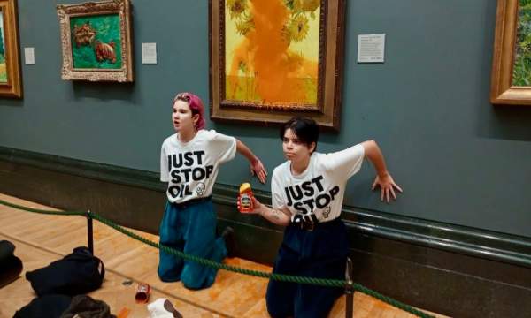 Unhinged Climate Activists Throw Soup at Van Gogh’s Sunflowers Painting and Glue their Hands to Protest Oil and Gas Production