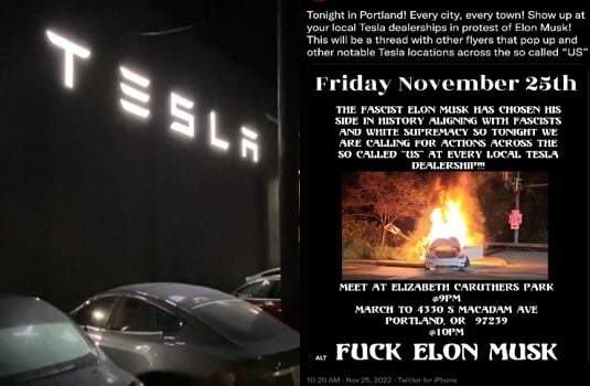 ANTIFA Terrorists Are Reportedly Planning Terror Attacks On Tesla Dealerships