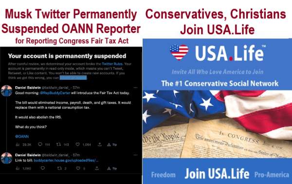 Elon Musk Bans OANN Reporter for Reporting on Congress Fair Tax Act; Conservatives Are Unsafe on Twitter