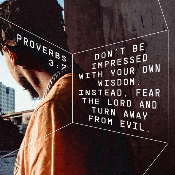 Proverbs 3:7 Be not wise in your own eyes; fear the LORD, and turn away from evil. | English Standard Version 2016 (ESV) | Download The Bible App Now