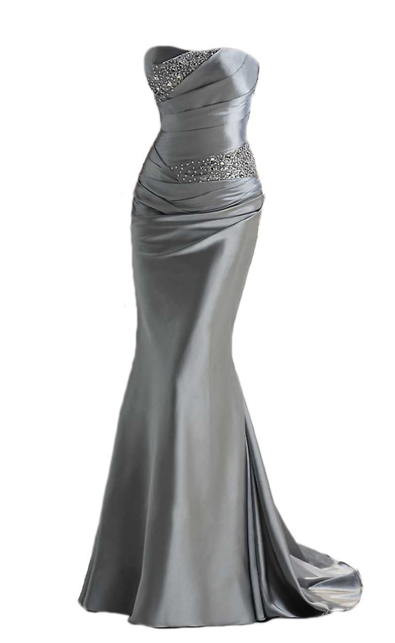 Silver Ruffled Formal Gowns