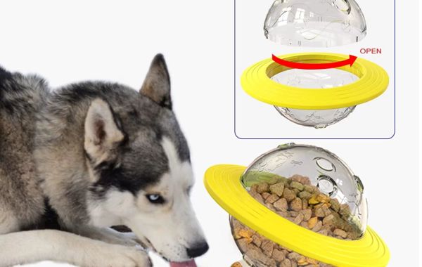 How to use thre flying discs pet food dispenser?
