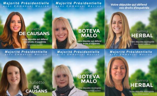 France: Three female candidates from Egalité Europe Ecologie, a party that supports Emmanuel Macron, present photos of candidates that have nothing to do with those on their leaflets for the parliamentary elections in June – Allah's Willing Executioners