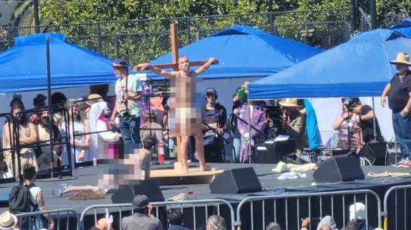 Queers That Dodgers Invite Does Sick Mock Performance of Jesus on the Cross
