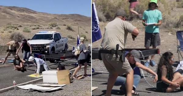 WATCH: Nevada Rangers Plow Through Climate Protest Blockade, Point Gun at Activists, Slam Them to the Ground - Titan News