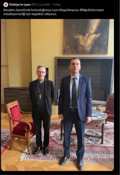 Turkish consul general in France provokes top Catholic cleric by showing Islamist gesture – Allah's Willing Executioners