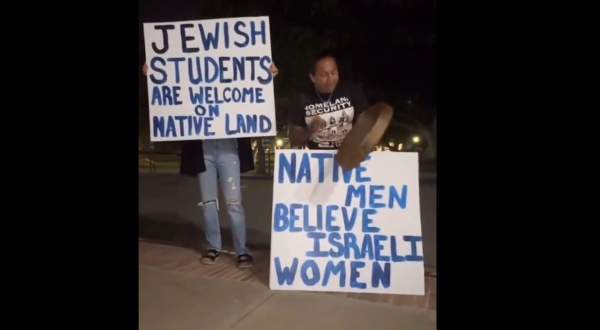 “Hamas and Supporters Are Not Welcome on Native Land!” – Native Americans Come Out in Force – Confront Pro-Hamas Mob at UCLA – Blast Pledge of Allegiance Over Speakers – Beat Drums in Support of Jews