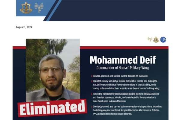 IDF Confirms Hamas Leader Mohammad Deif Eliminated; What Happens Next for Hostages? – RedState